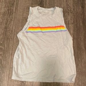 rainbow light blue tank top size xs